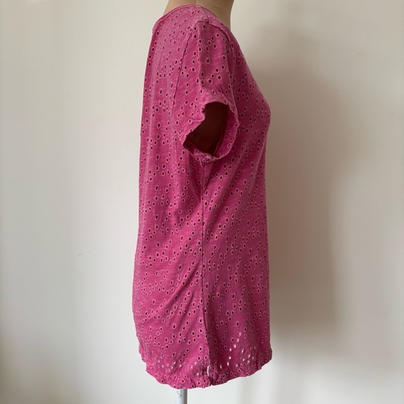 Sundance Pink All About Eyelet Embroidered Scoop Neck Short Sleeve T-Shirt EUC S - Picture 5 of 9